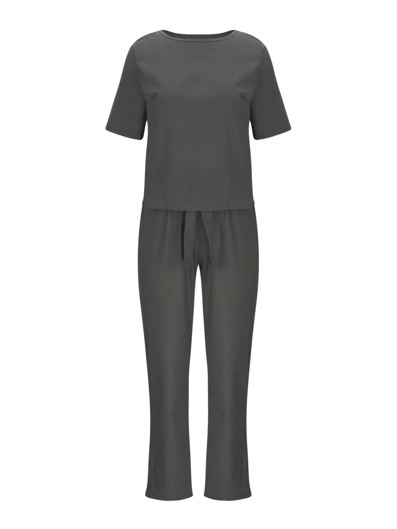 Full Size Round Neck Short Sleeve Top and Pants Set Plus Size The Nichole Collection