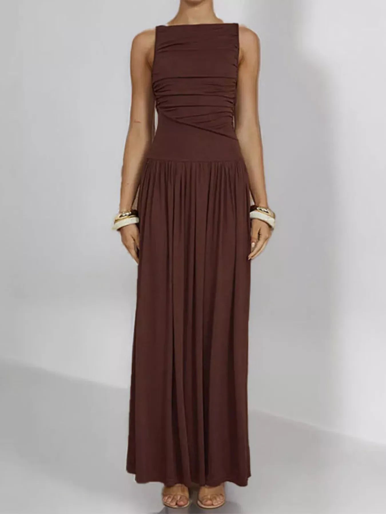 Full Size Ruched Sleeveless Maxi Dress Plus Size The Nichole Collection