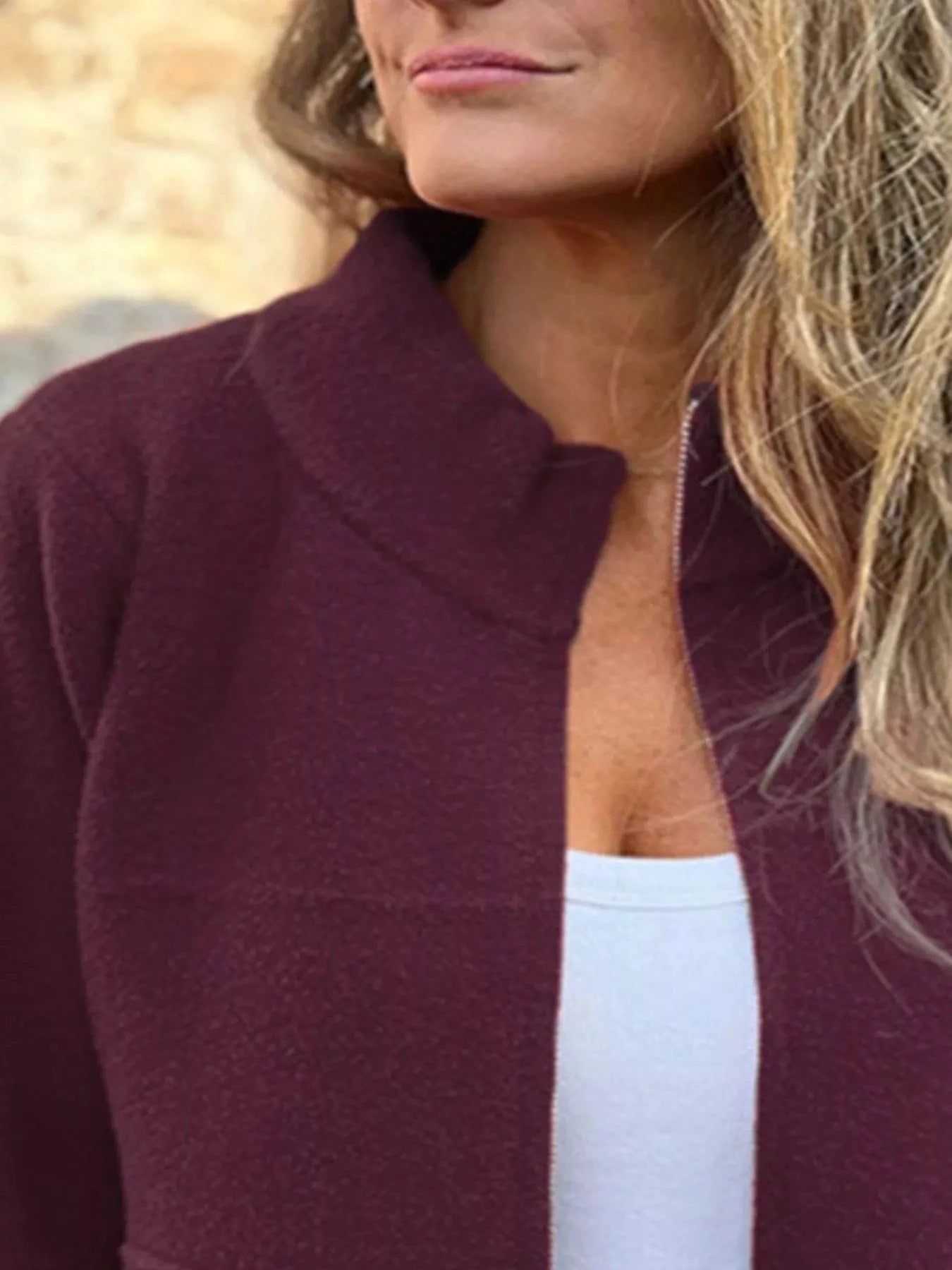 Full Size Zip-Up Long Sleeve Outerwear Plus Size Trendsi