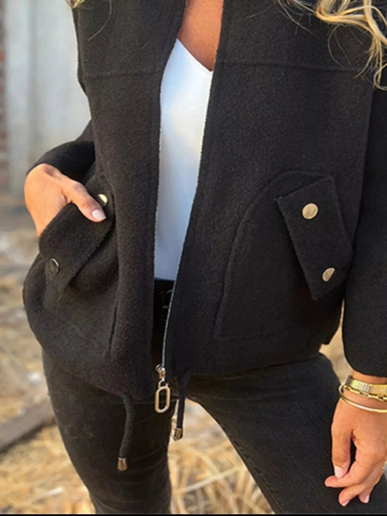 Full Size Zip-Up Long Sleeve Outerwear Plus Size Trendsi