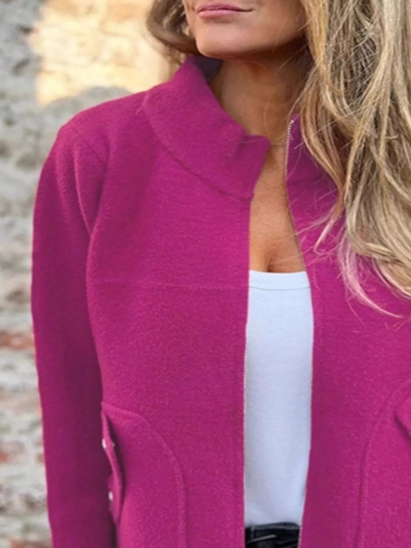Full Size Zip-Up Long Sleeve Outerwear Plus Size Trendsi