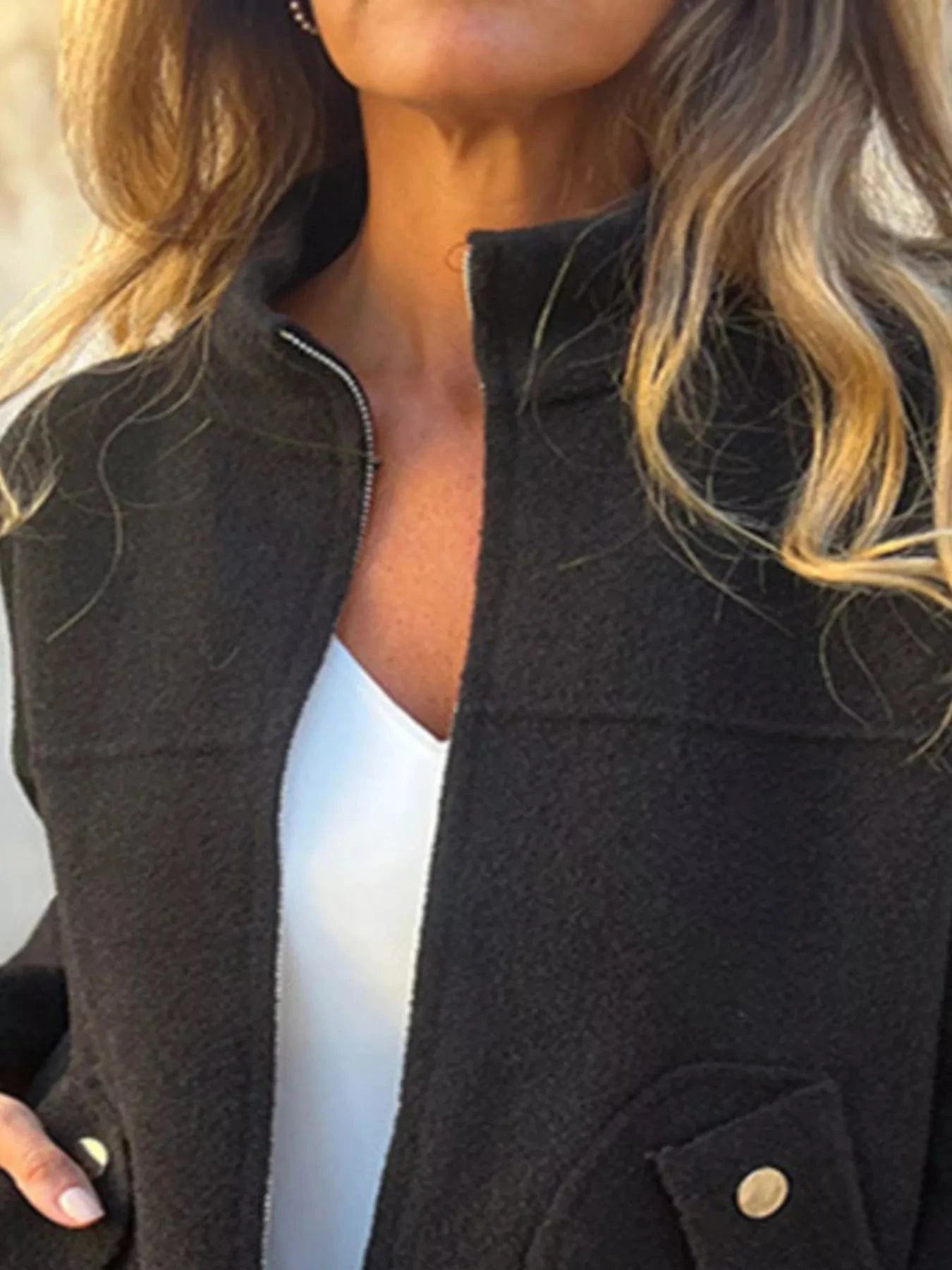 Full Size Zip-Up Long Sleeve Outerwear Plus Size Trendsi