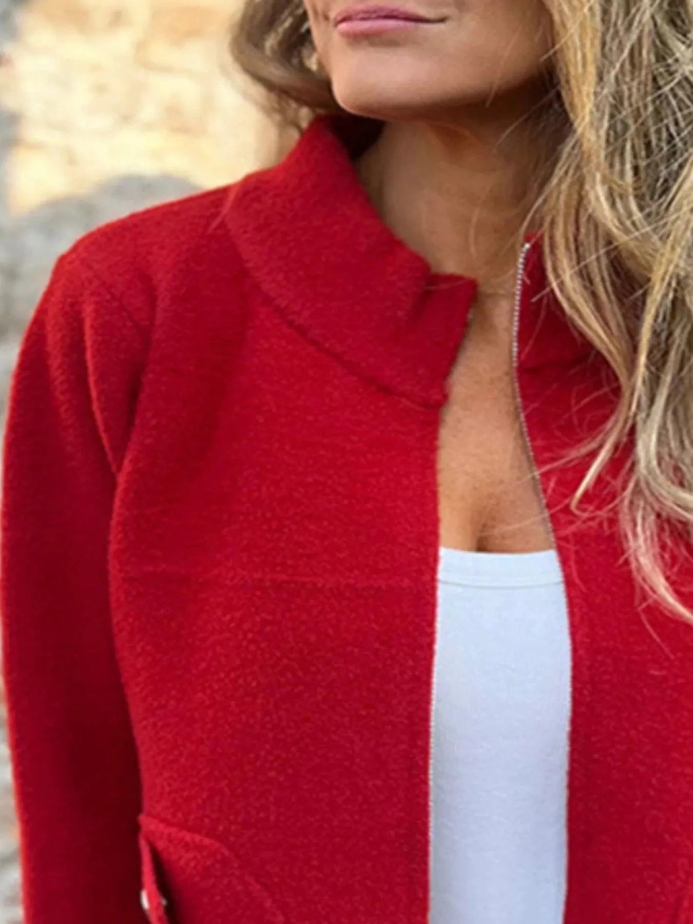 Full Size Zip-Up Long Sleeve Outerwear Plus Size Trendsi