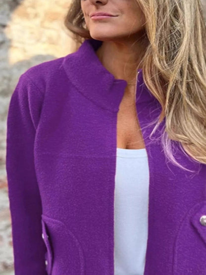 Full Size Zip-Up Long Sleeve Outerwear Plus Size Trendsi