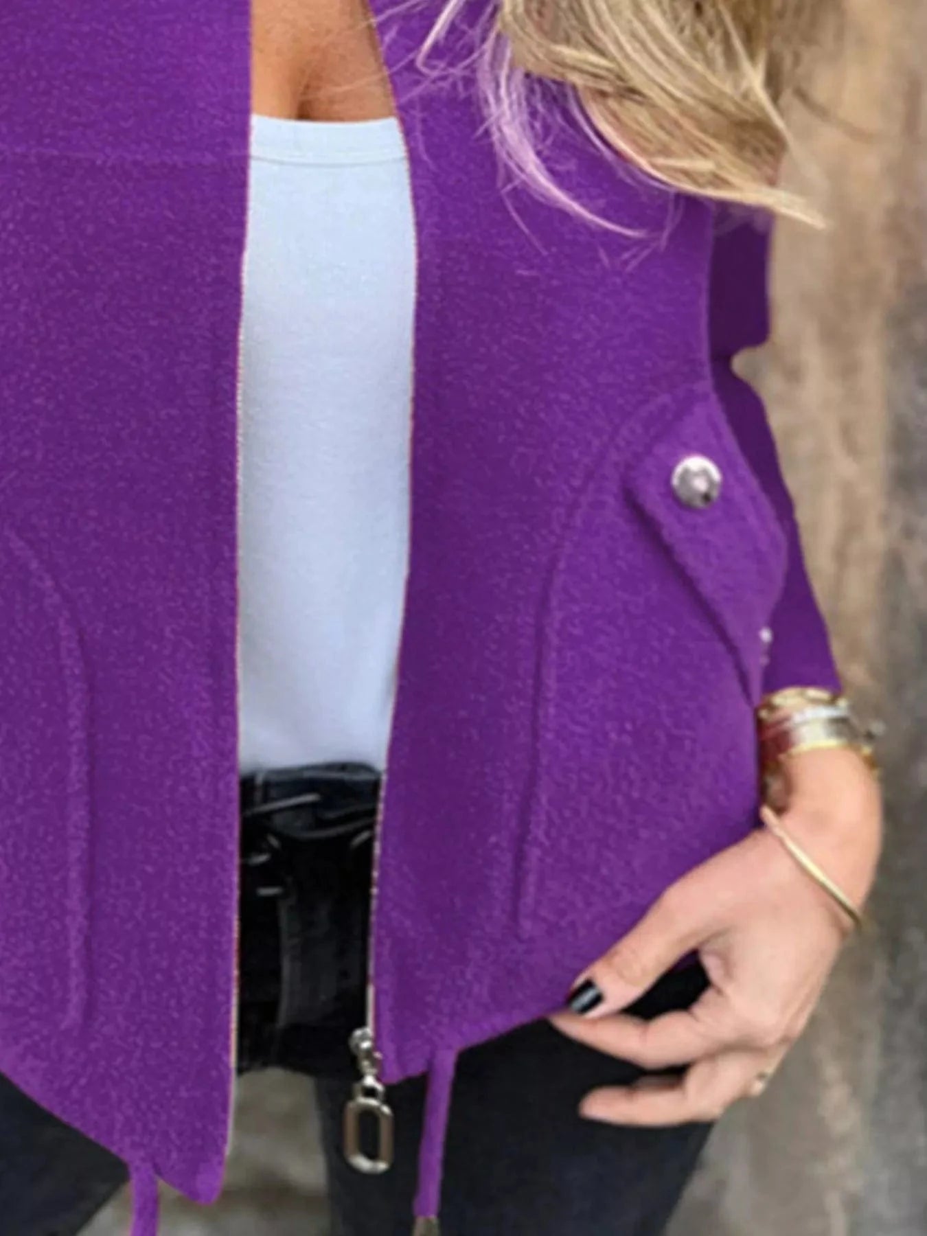 Full Size Zip-Up Long Sleeve Outerwear Plus Size Trendsi