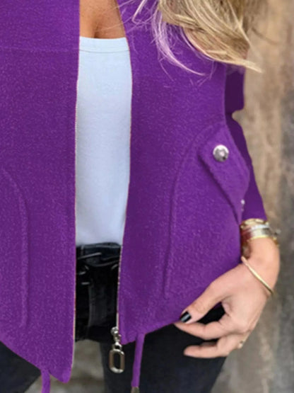 Full Size Zip-Up Long Sleeve Outerwear Plus Size Trendsi