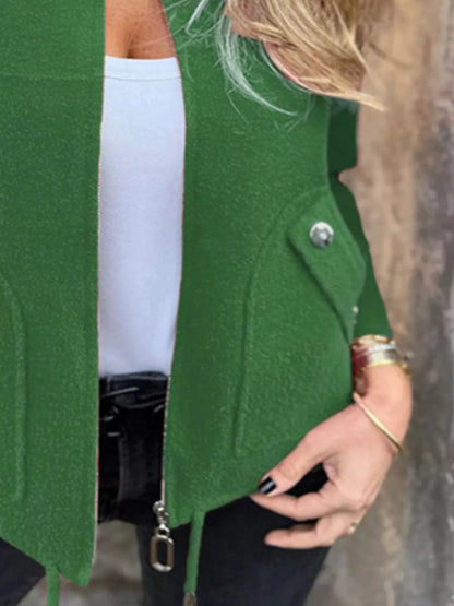 Full Size Zip-Up Long Sleeve Outerwear Plus Size Trendsi