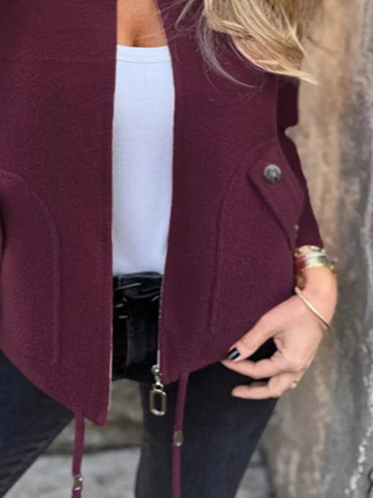 Full Size Zip-Up Long Sleeve Outerwear Plus Size Trendsi