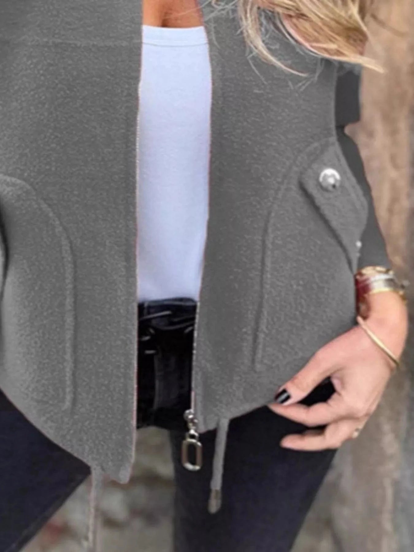 Full Size Zip-Up Long Sleeve Outerwear Plus Size Trendsi