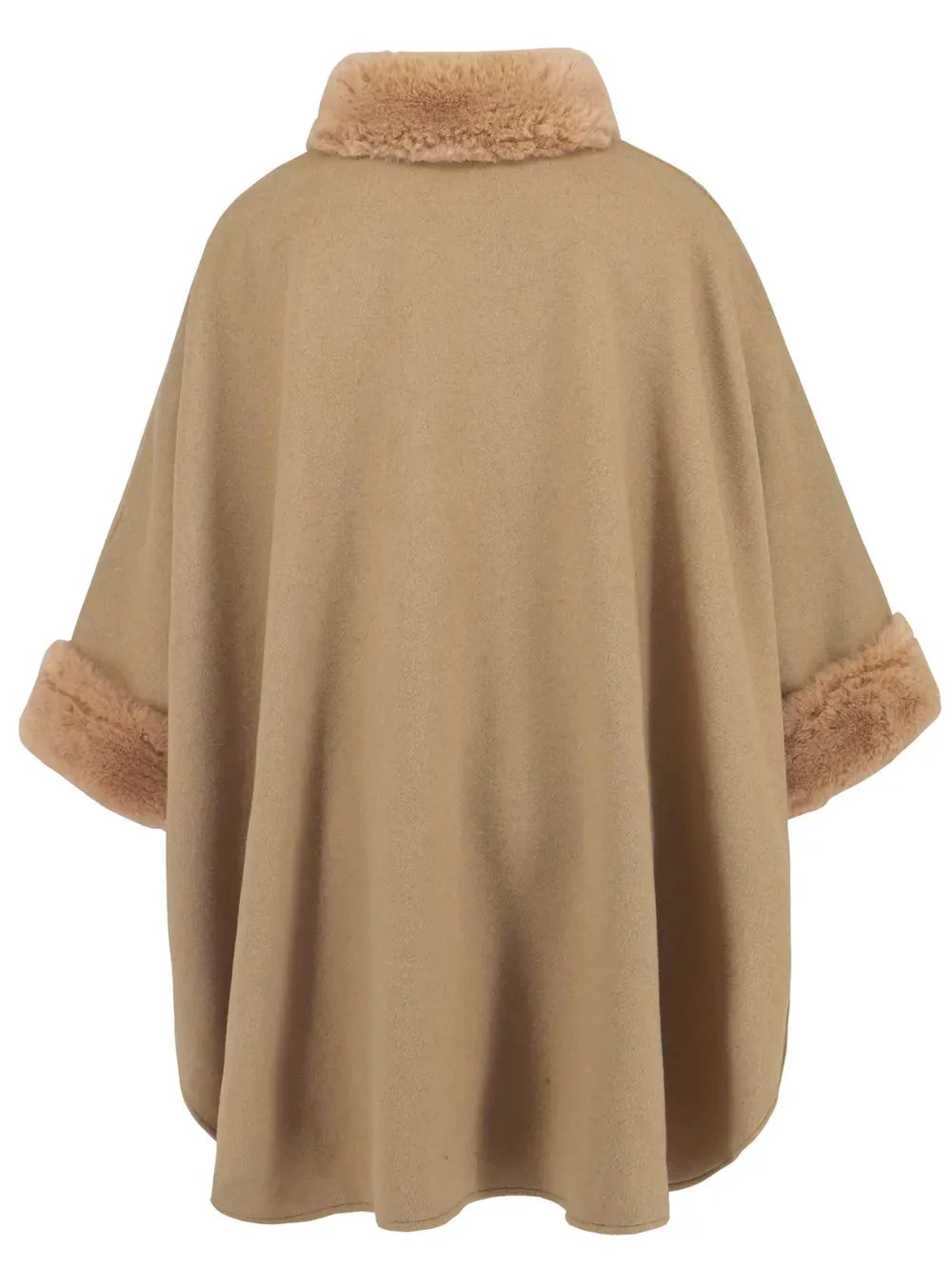 Fuzzy Trim Long Sleeve Poncho Poncho The Nichole Collection