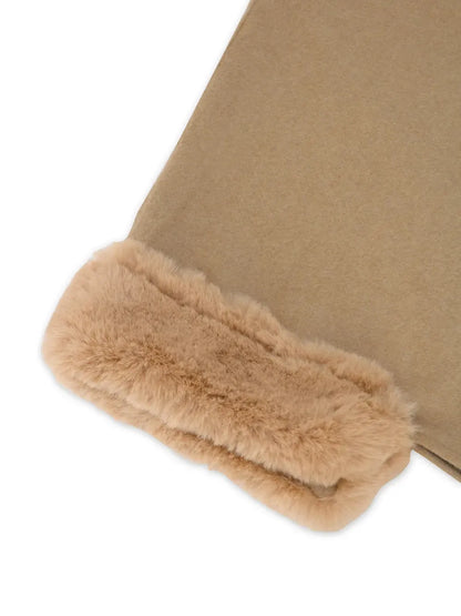 Fuzzy Trim Long Sleeve Poncho Poncho The Nichole Collection