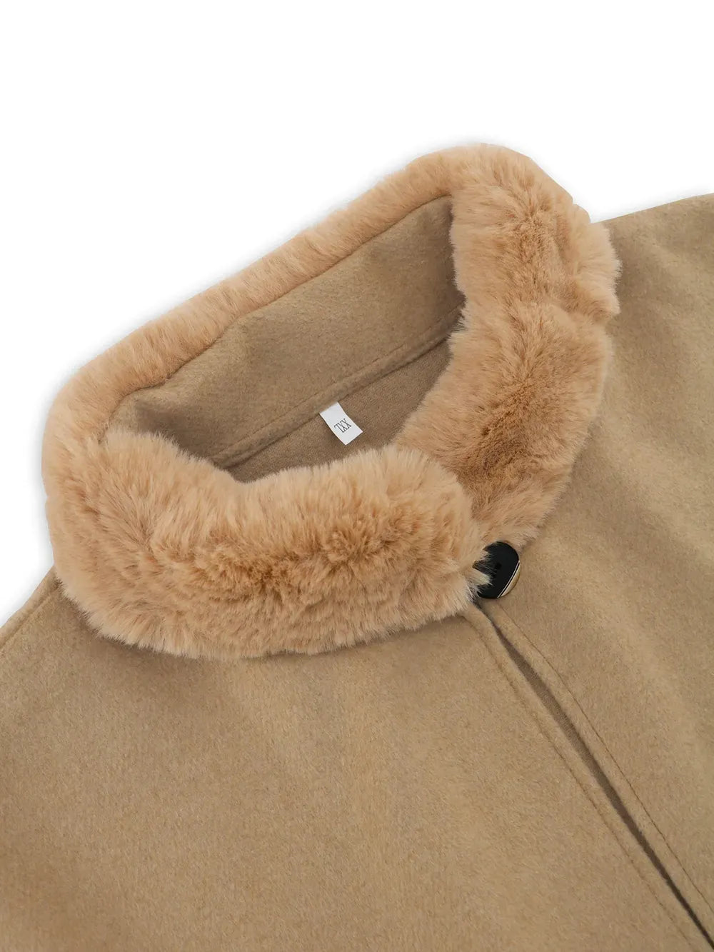 Fuzzy Trim Long Sleeve Poncho Poncho The Nichole Collection