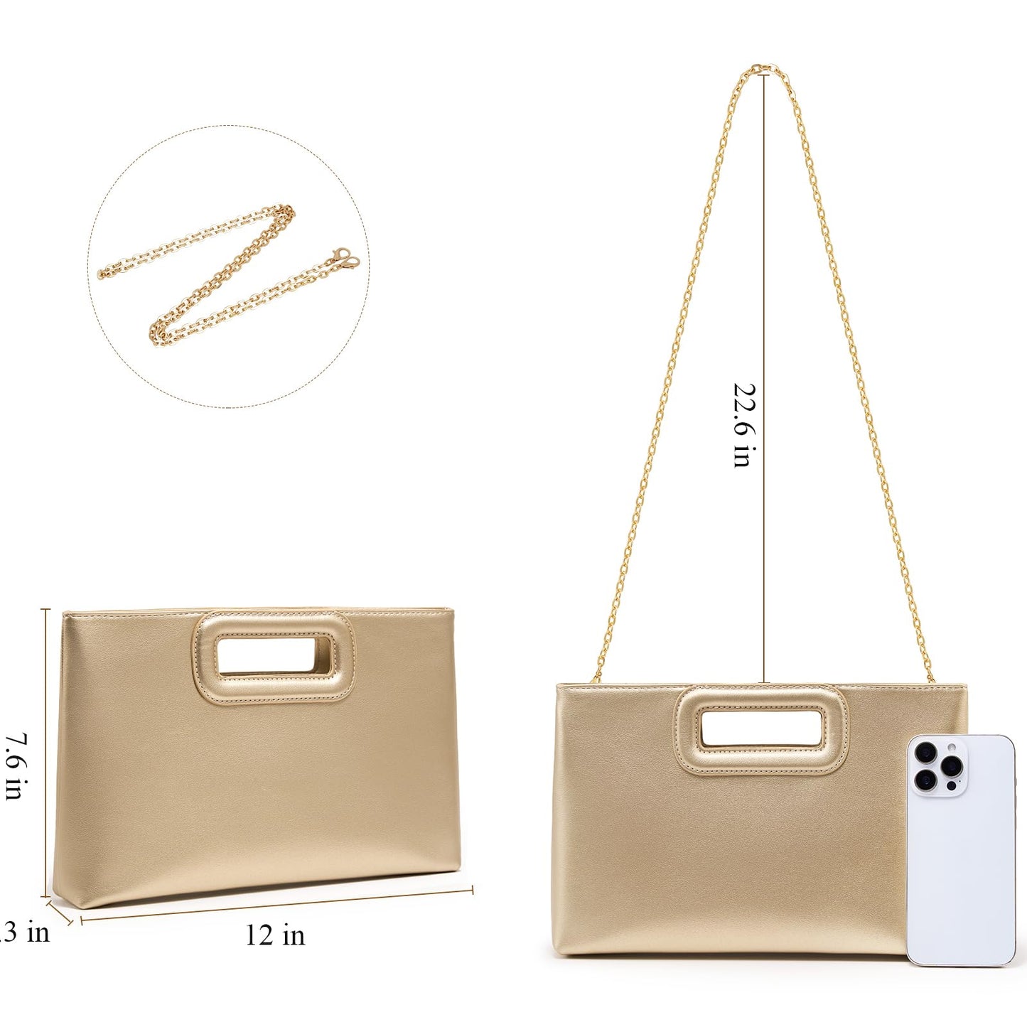 Gold Chain Top Handle Clutch | The Nichole Collection