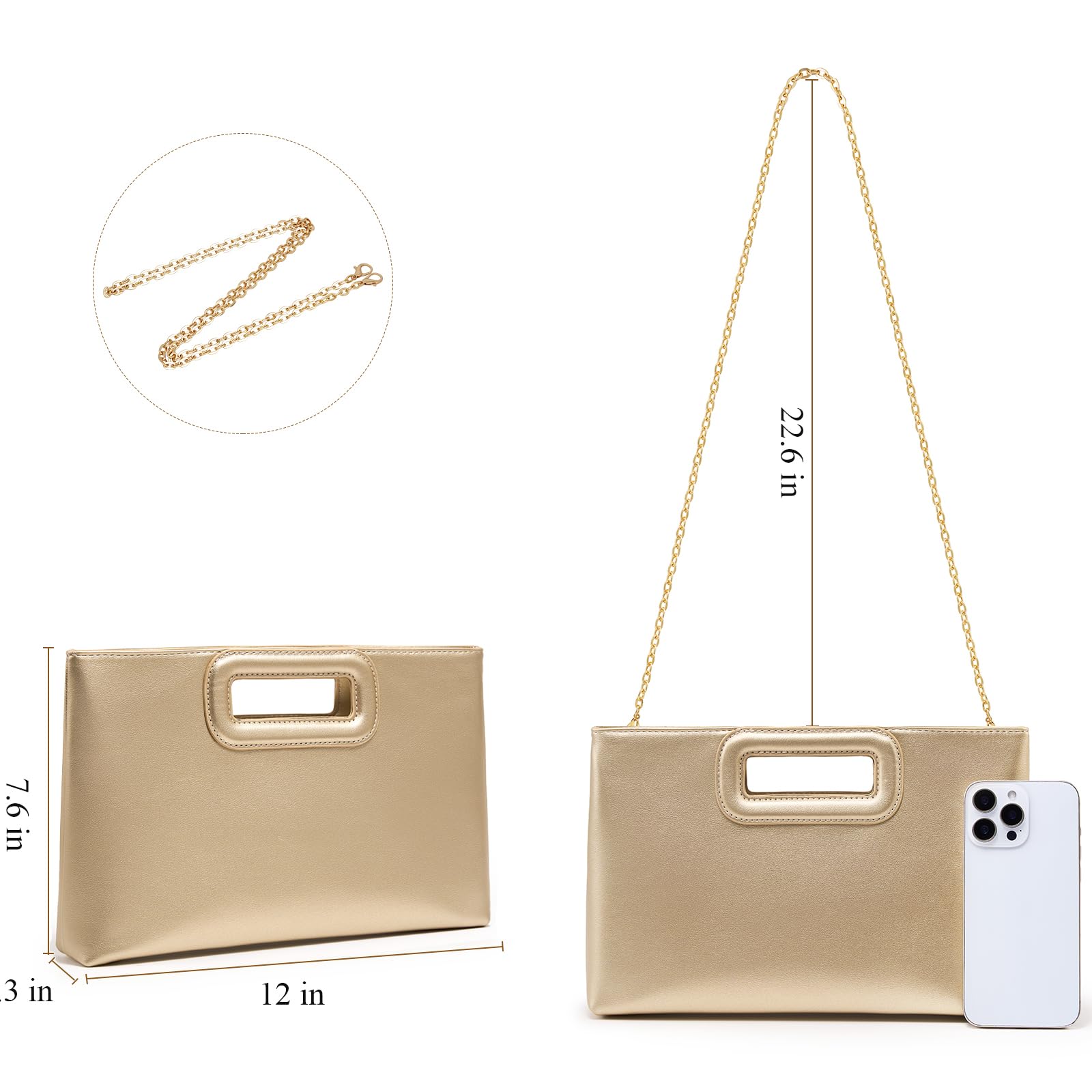 Gold Chain Top Handle Clutch | The Nichole Collection