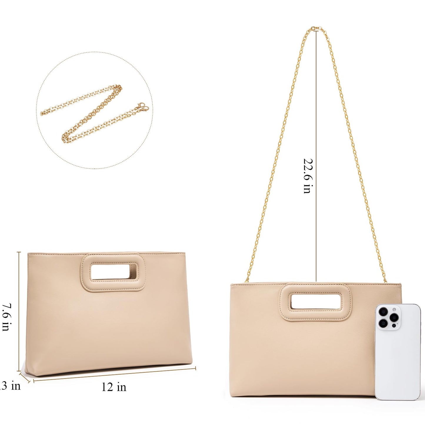 Gold Chain Top Handle Clutch The Nichole Collection
