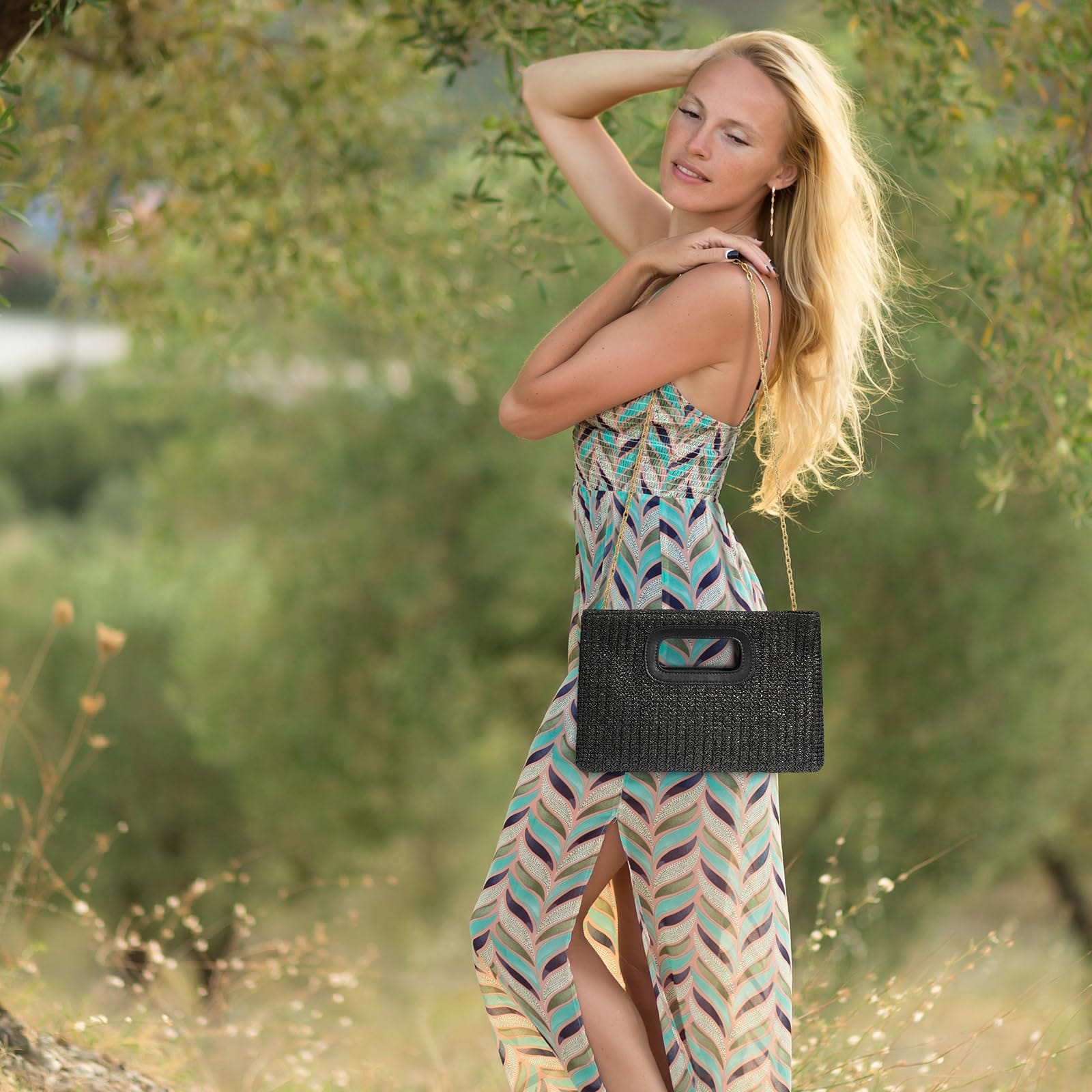 Gold Chain Top Handle Clutch The Nichole Collection