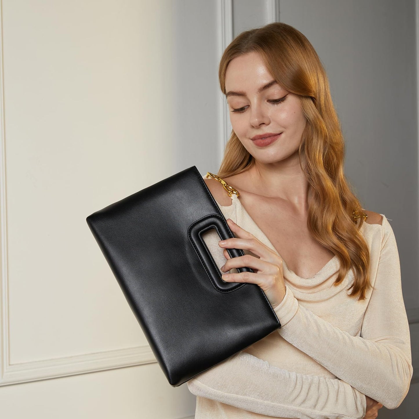 Gold Chain Top Handle Clutch | The Nichole Collection