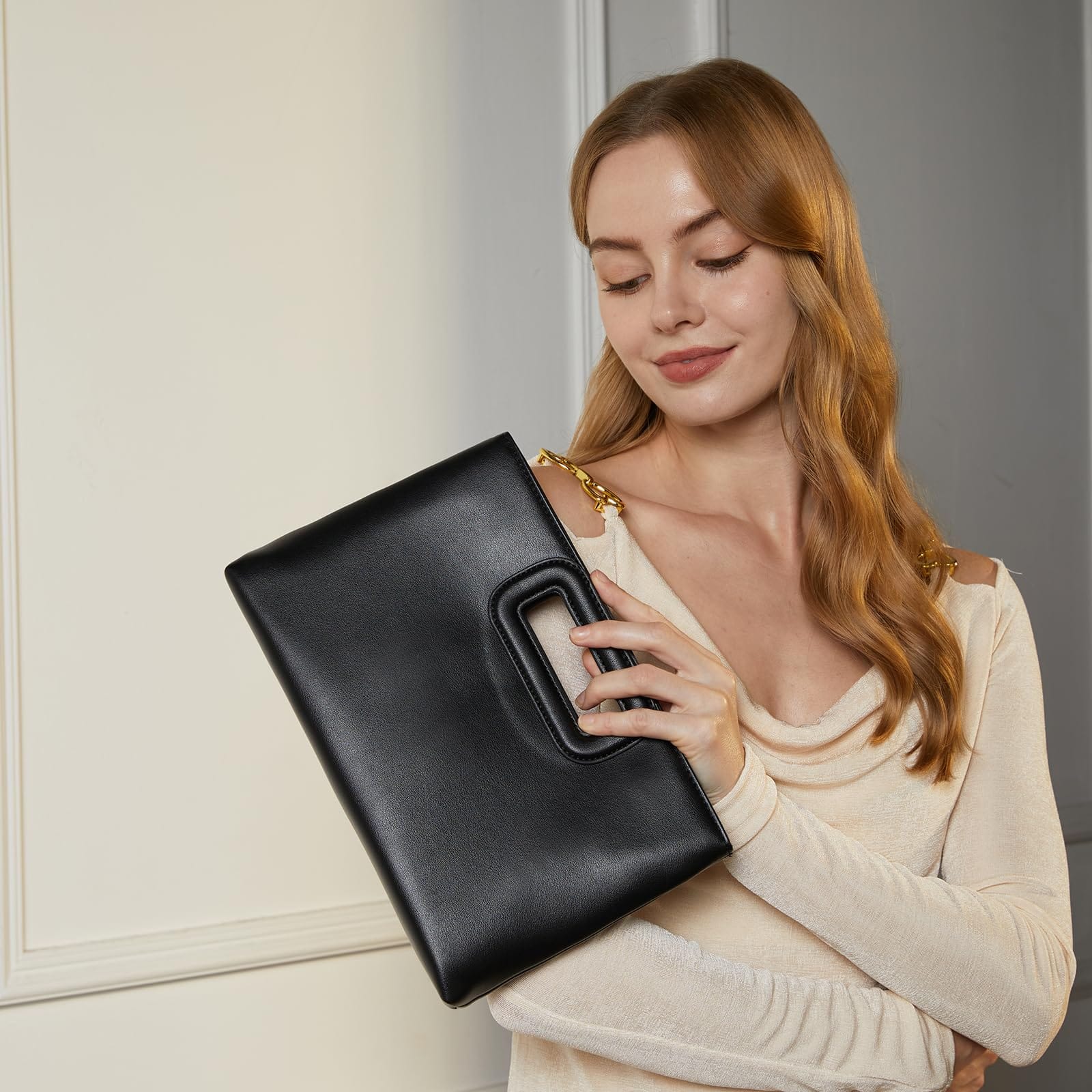 Gold Chain Top Handle Clutch | The Nichole Collection