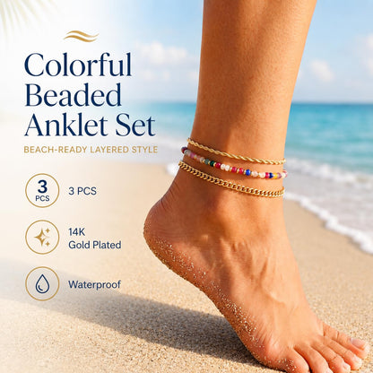 Gold Cuban Link Anklet Stack The Nichole Collection