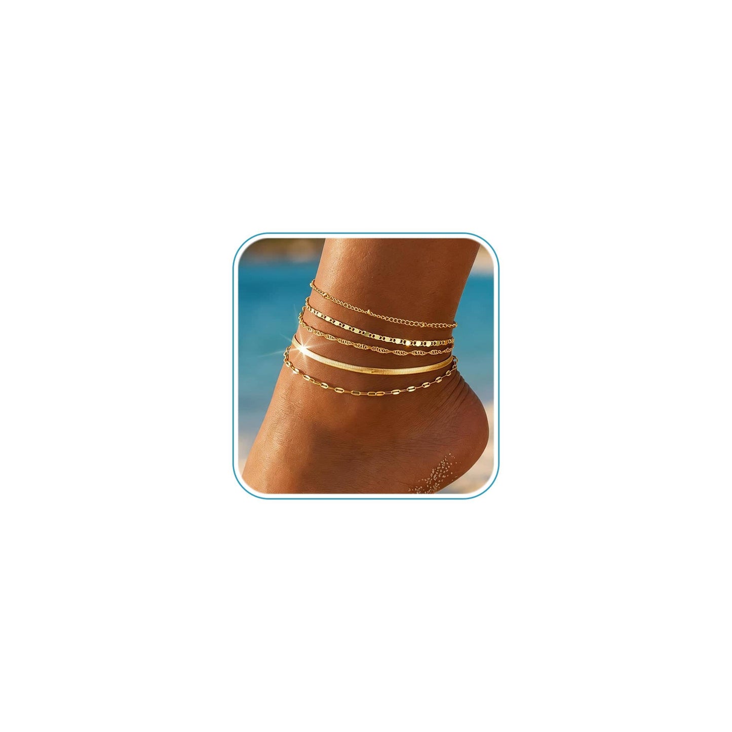 Gold Cuban Link Anklet Stack | The Nichole Collection