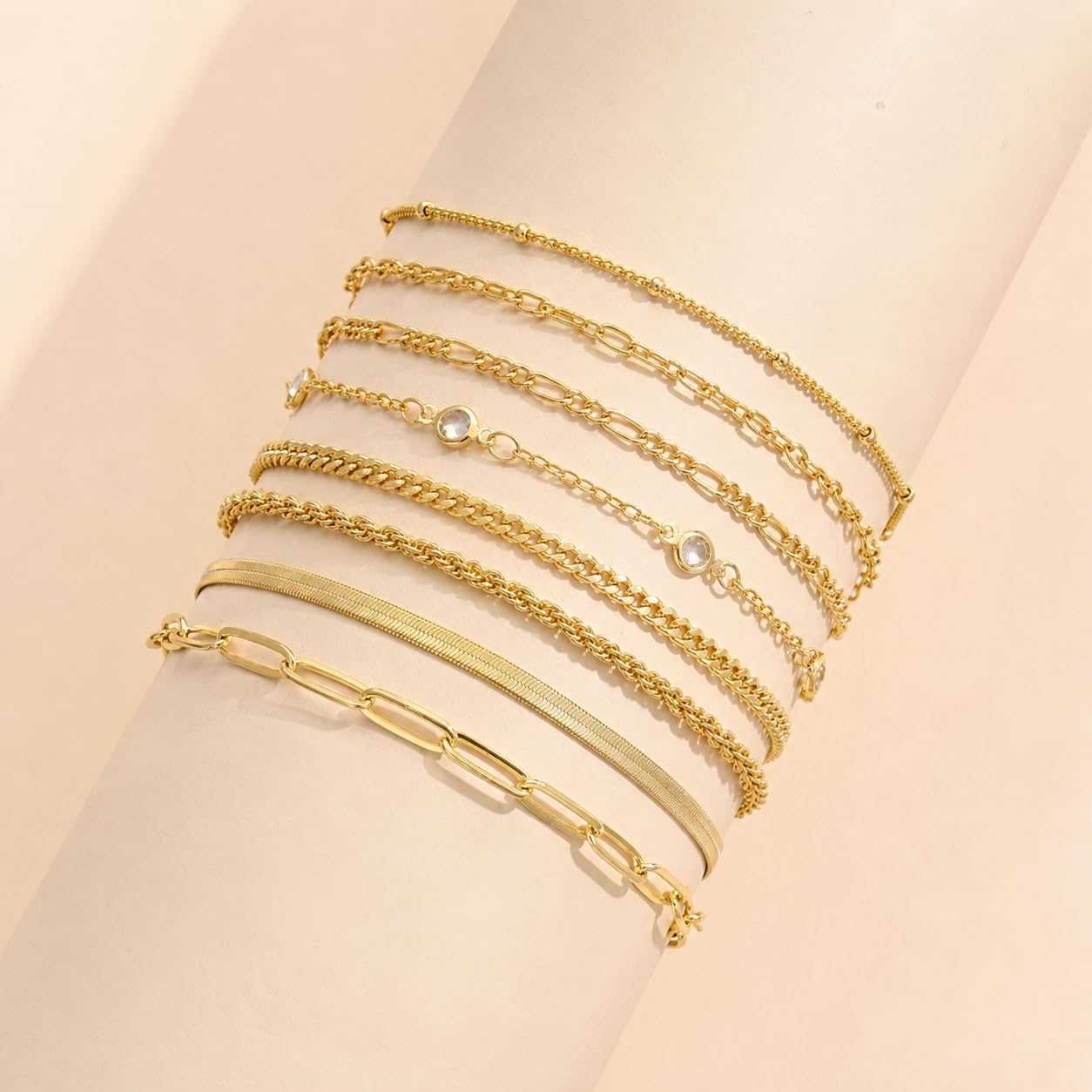 Gold Cuban Link Anklet Stack | The Nichole Collection
