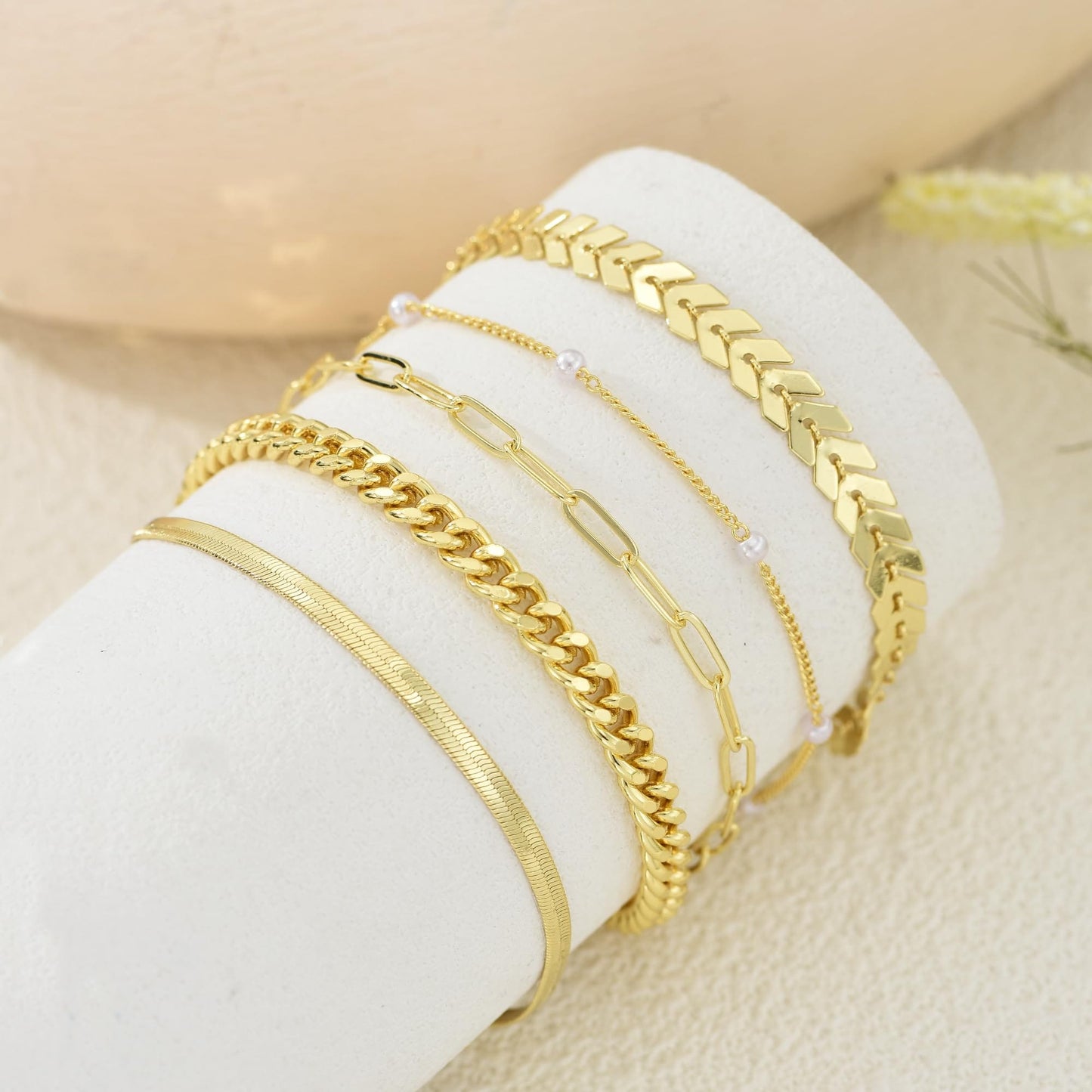 Gold Cuban Link Anklet Stack The Nichole Collection