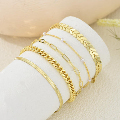 Gold Cuban Link Anklet Stack The Nichole Collection