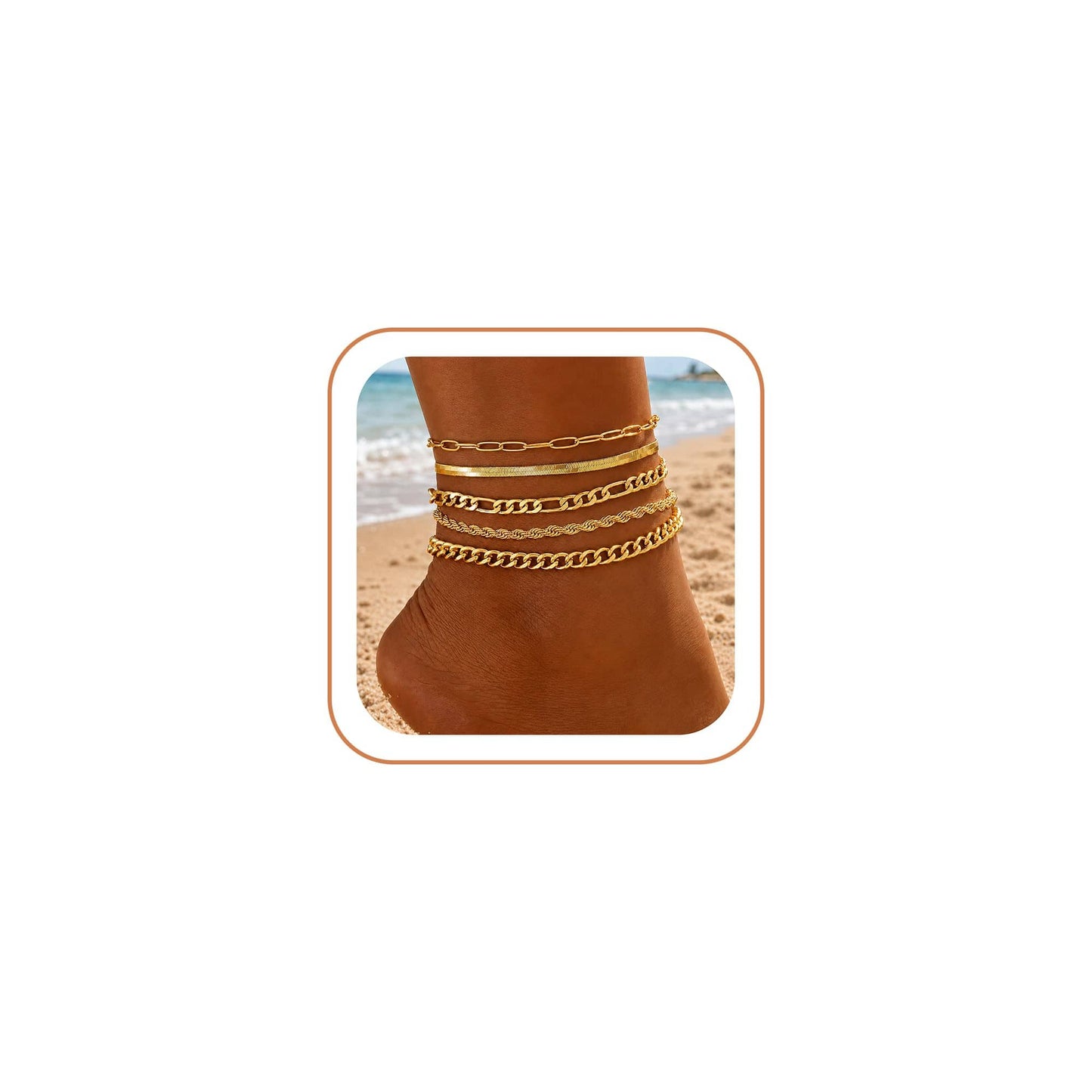 Gold Cuban Link Anklet Stack | The Nichole Collection