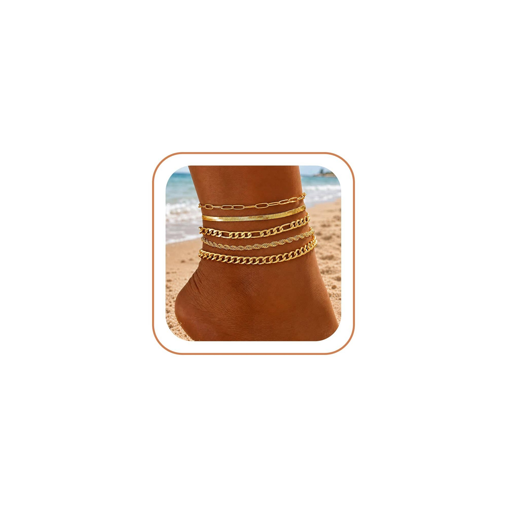 Gold Cuban Link Anklet Stack | The Nichole Collection