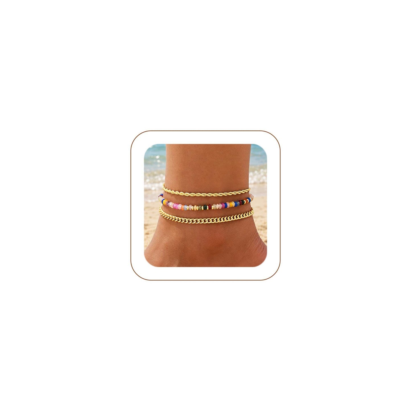 Gold Cuban Link Anklet Stack | The Nichole Collection