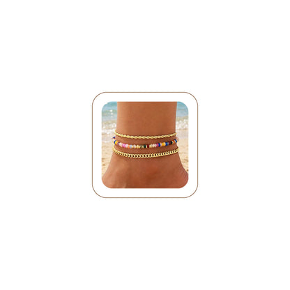Gold Cuban Link Anklet Stack | The Nichole Collection