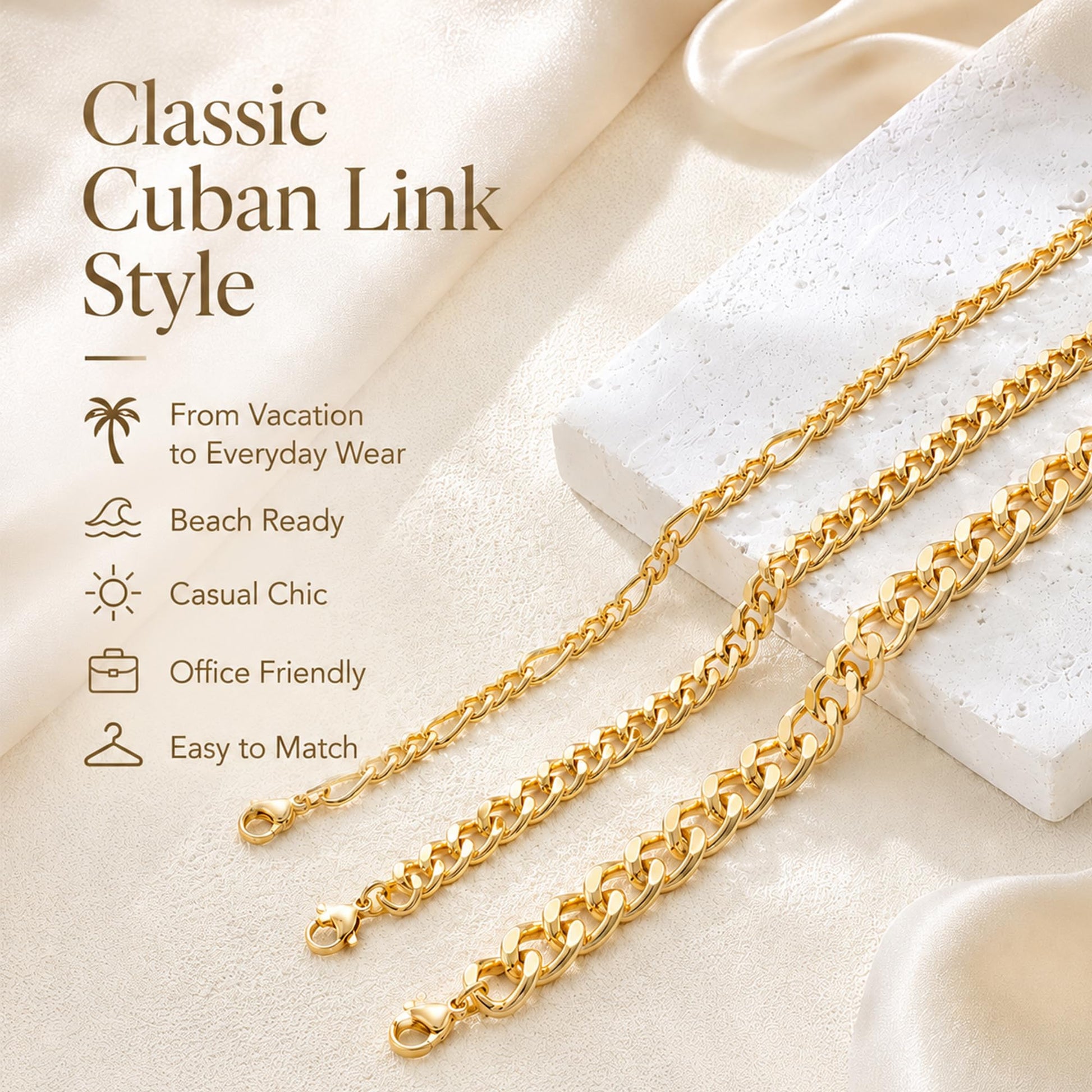 Gold Cuban Link Anklet Stack The Nichole Collection