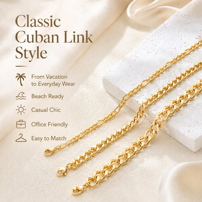 Gold Cuban Link Anklet Stack The Nichole Collection