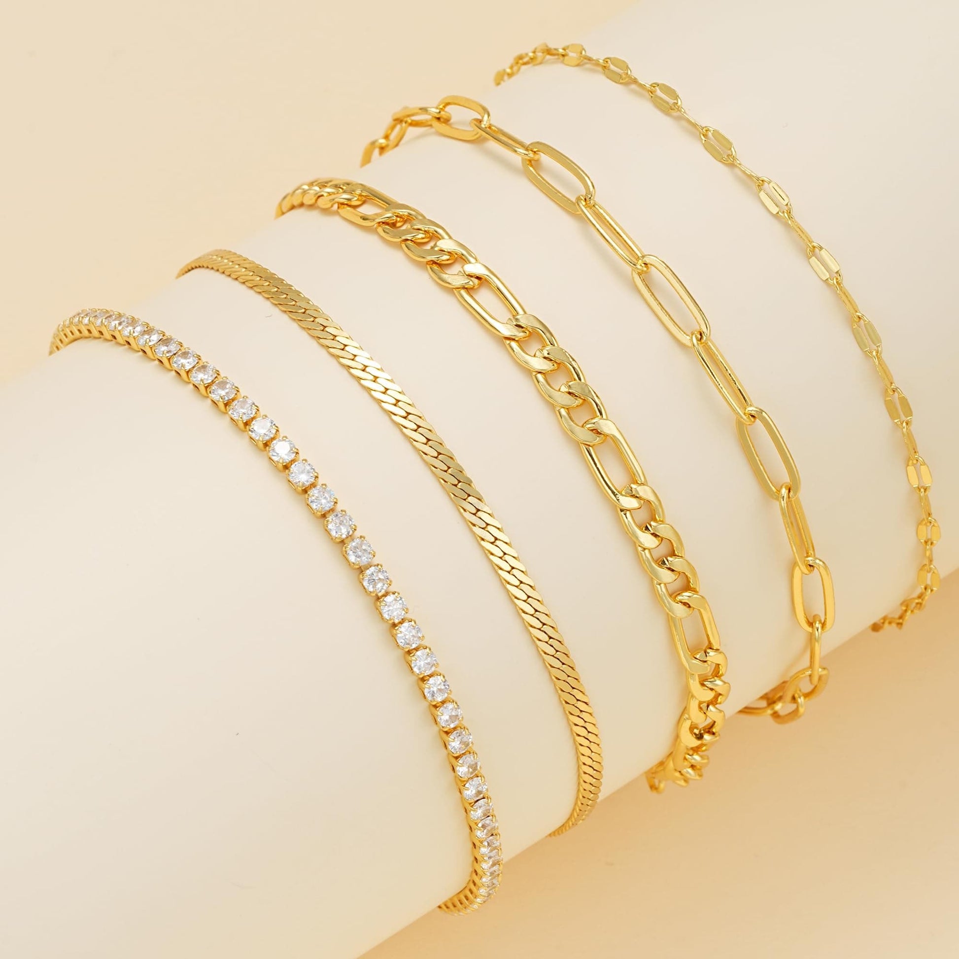 Gold Cuban Link Anklet Stack The Nichole Collection