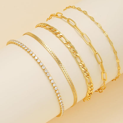 Gold Cuban Link Anklet Stack The Nichole Collection
