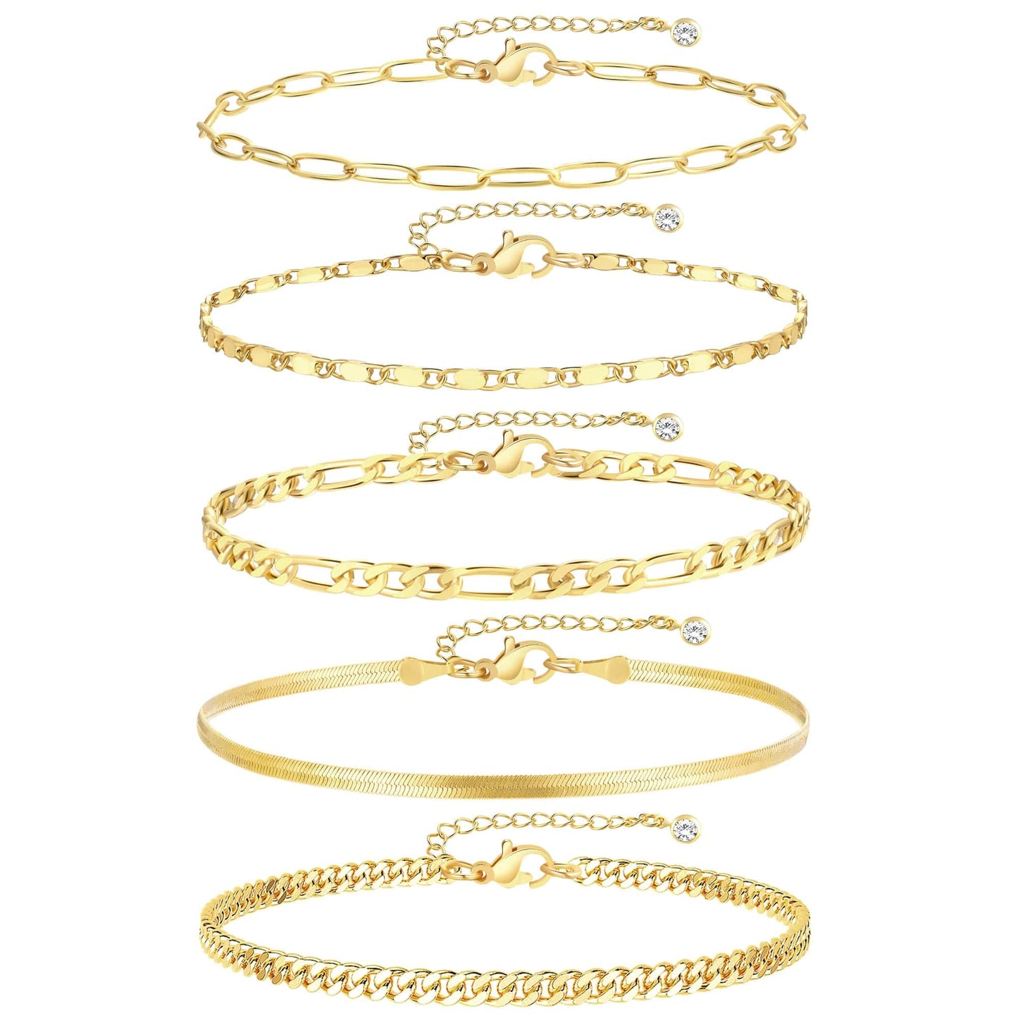Gold Cuban Link Anklet Stack | The Nichole Collection