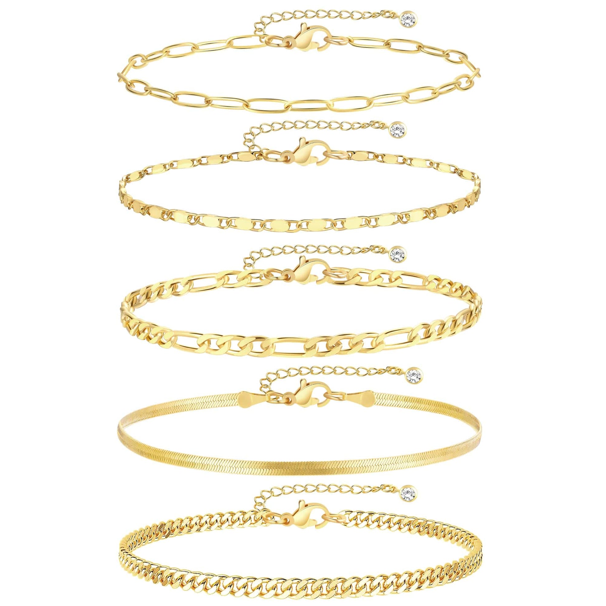 Gold Cuban Link Anklet Stack | The Nichole Collection