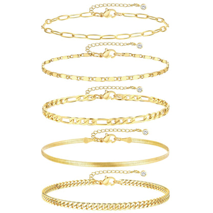 Gold Cuban Link Anklet Stack | The Nichole Collection