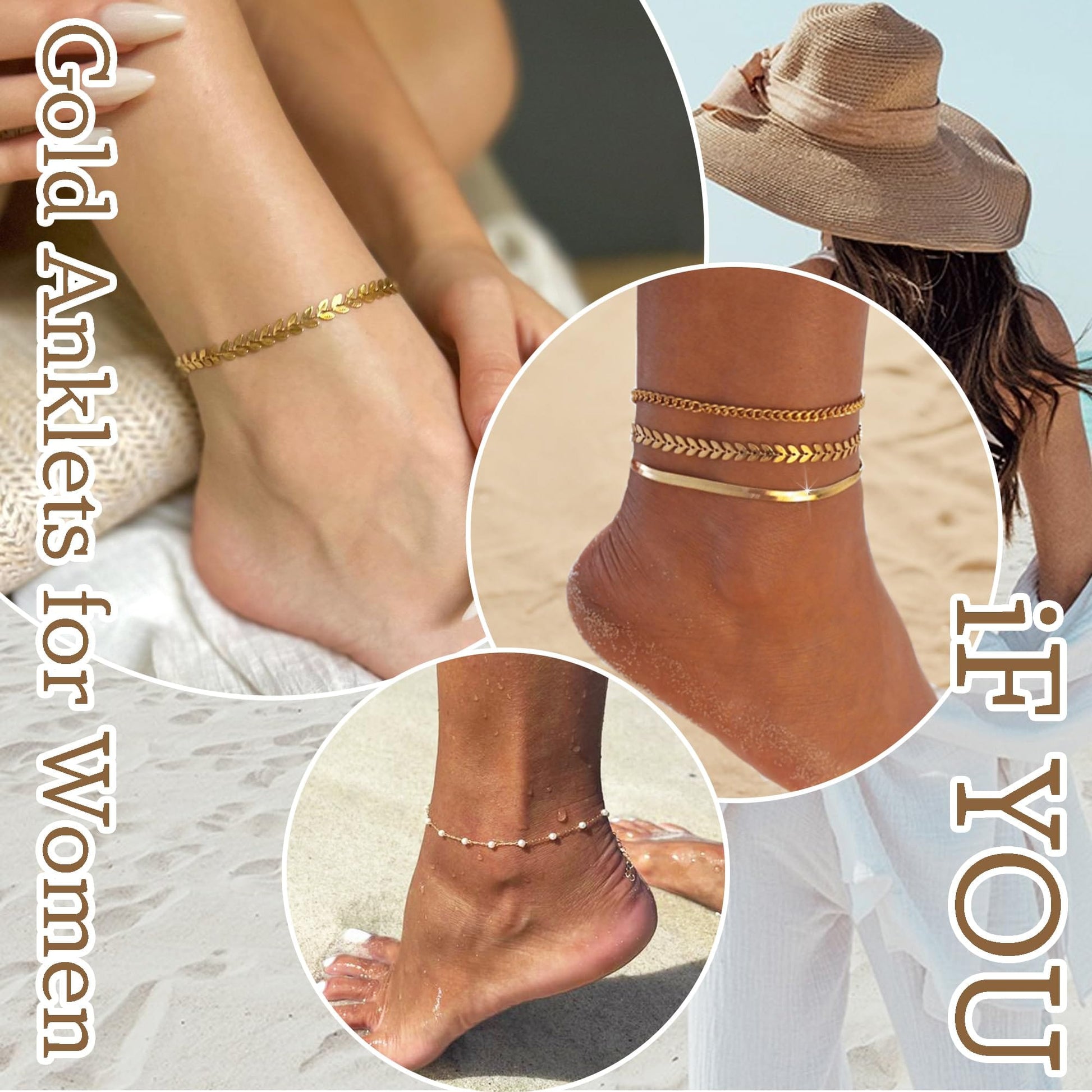 Gold Cuban Link Anklet Stack The Nichole Collection