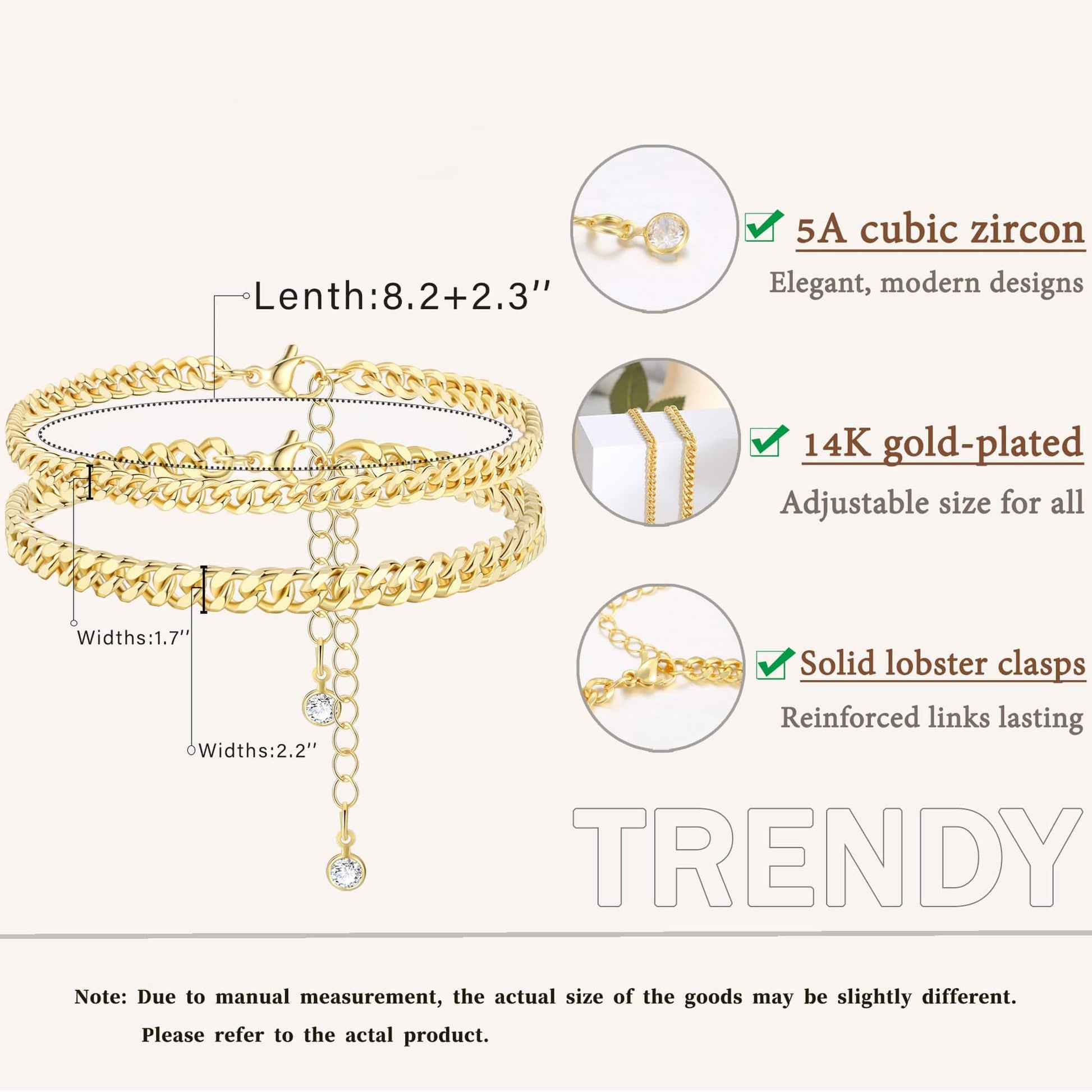 Gold Cuban Link Anklet Stack The Nichole Collection