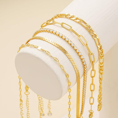 Gold Cuban Link Anklet Stack The Nichole Collection