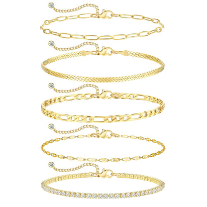 Gold Cuban Link Anklet Stack | The Nichole Collection