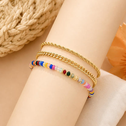 Gold Cuban Link Anklet Stack The Nichole Collection