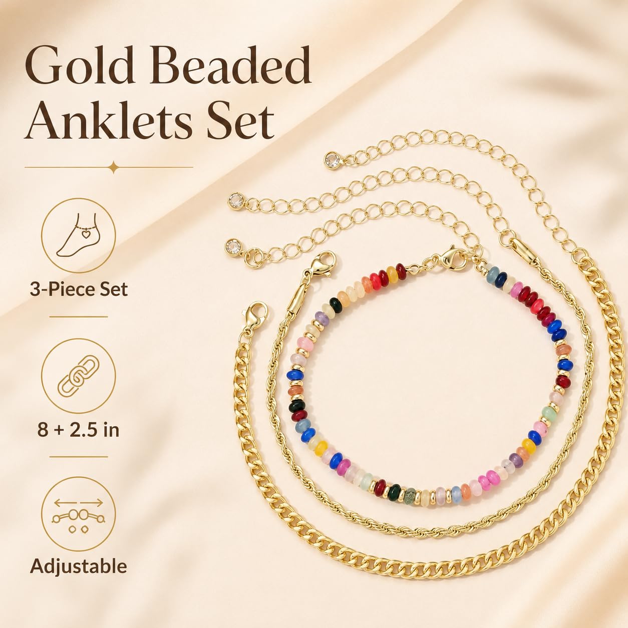 Gold Cuban Link Anklet Stack The Nichole Collection