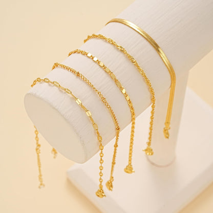 Gold Cuban Link Anklet Stack | The Nichole Collection