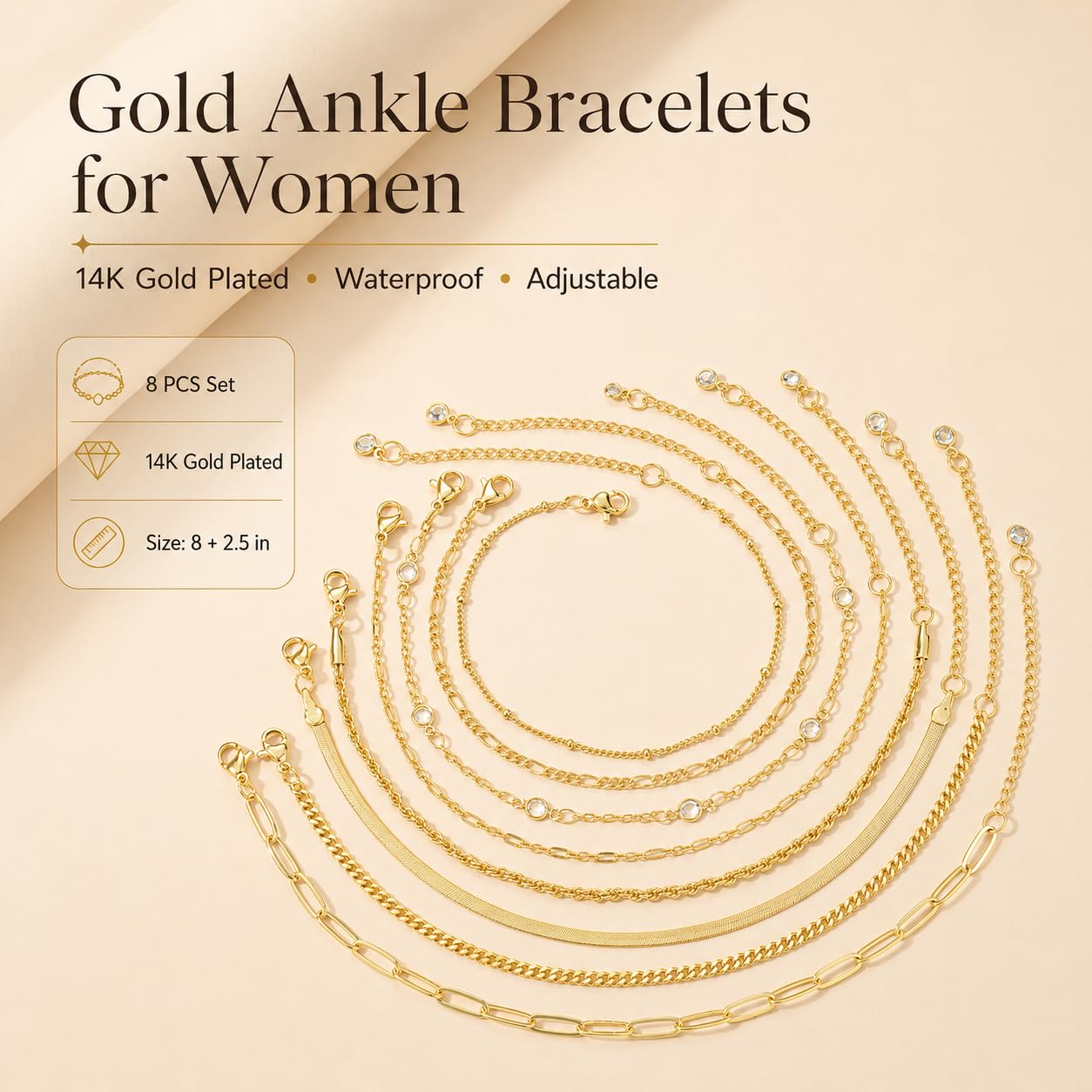 Gold Cuban Link Anklet Stack | The Nichole Collection