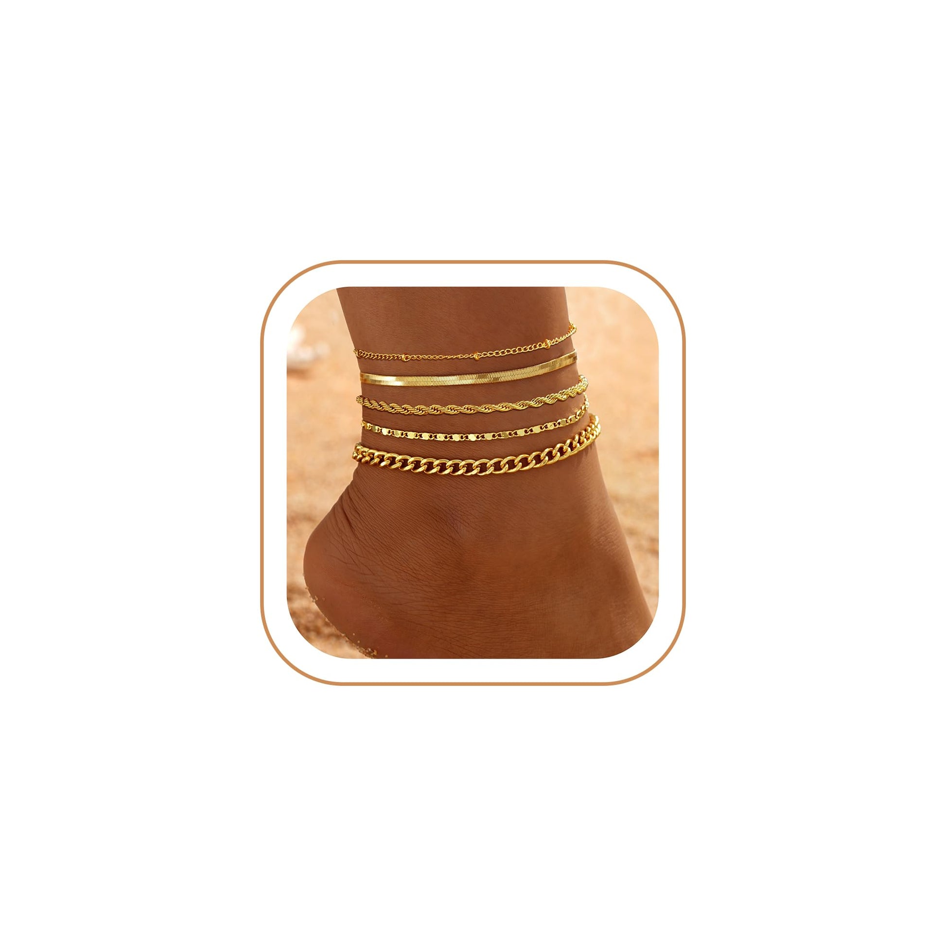 Gold Cuban Link Anklet Stack | The Nichole Collection