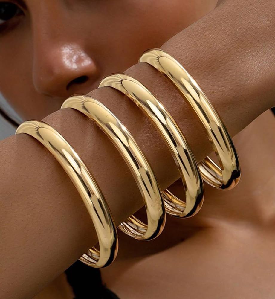 Gold Stackable Bangle Set The Nichole Collection