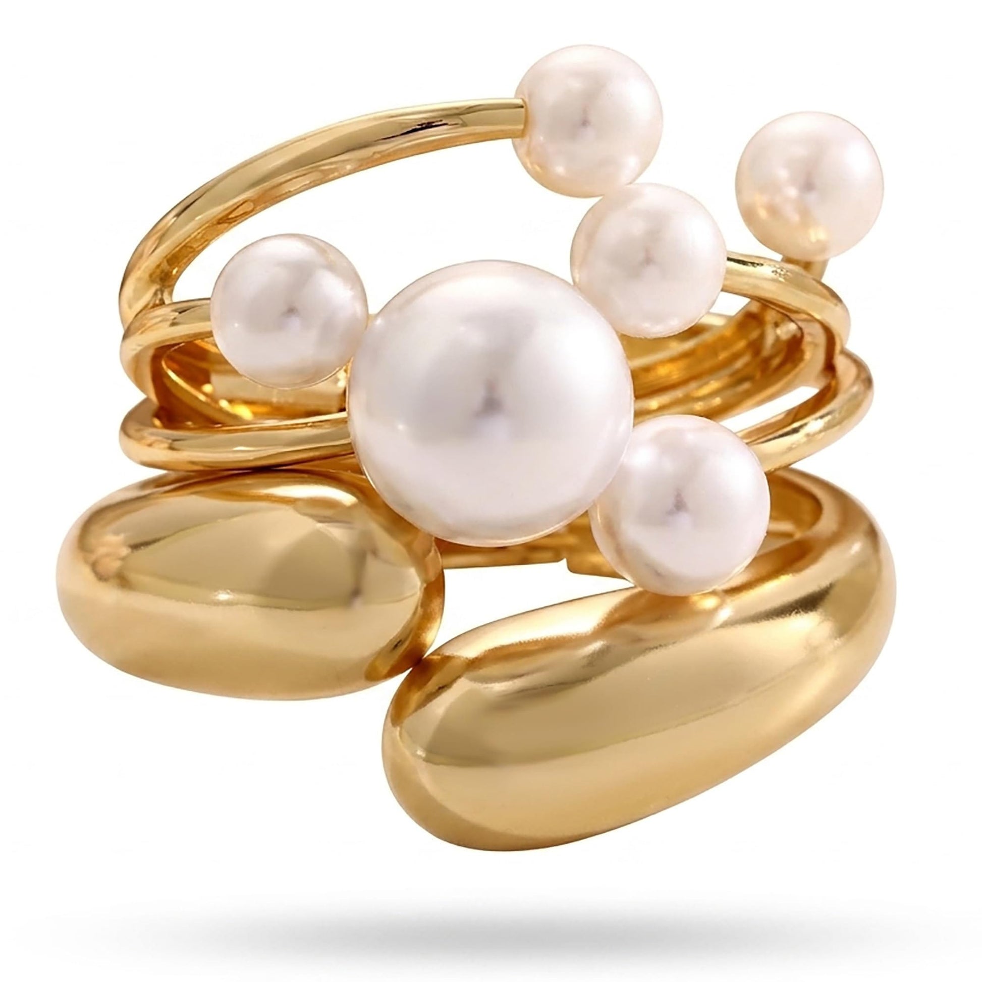 Gold Stackable Bangle Set 3 Big pearl bangles The Nichole Collection