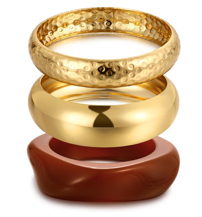 Gold Stackable Bangle Set Gold & acrylic bangles The Nichole Collection